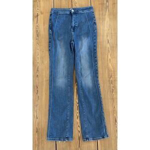Free People Jeans Women 29 Blue We The Free Pintuck Cross My Heart Slim Straight
